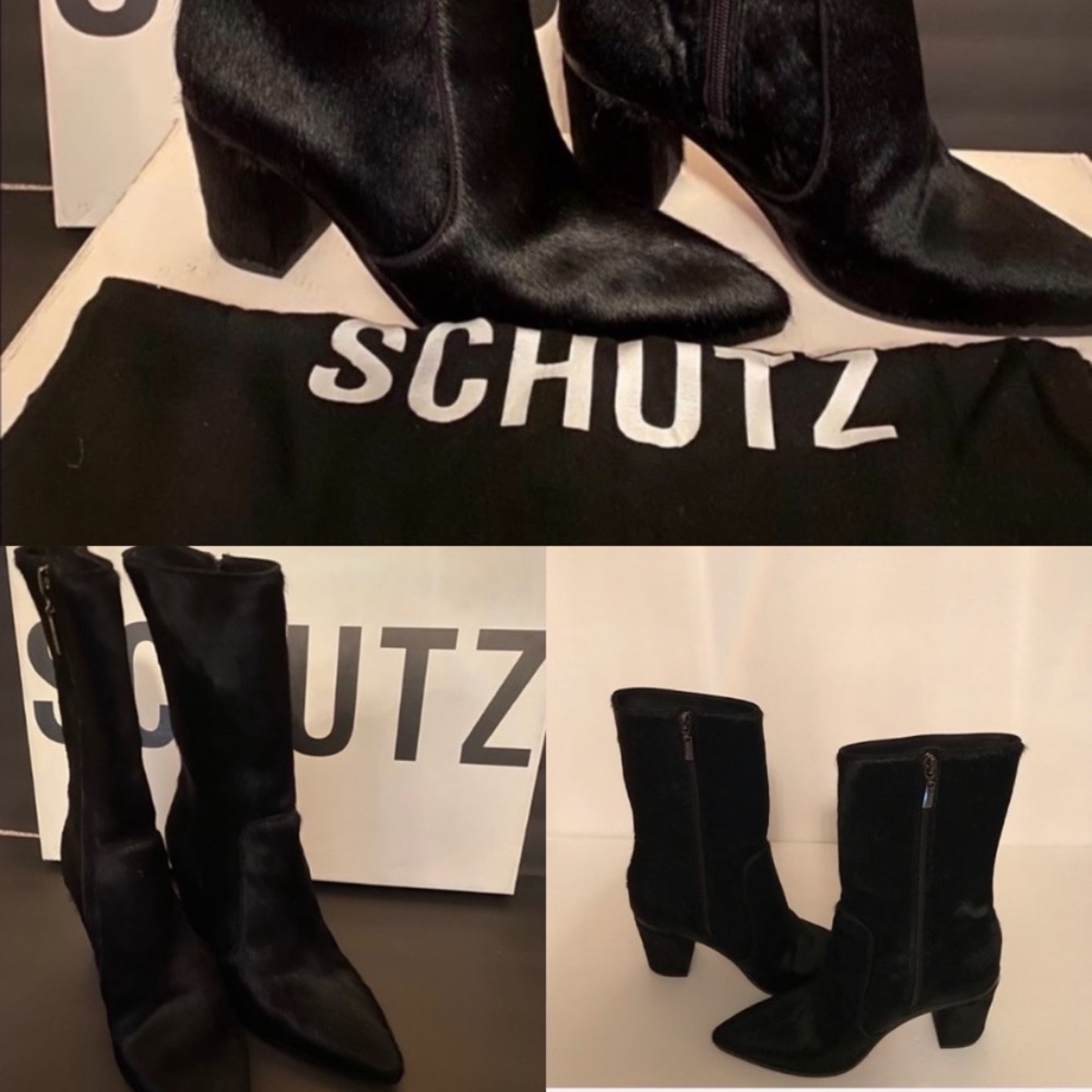Schutz Pony Hair Boots (7.5) 3’in heel. - Picture 5 of 14